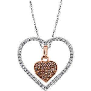 14K White 1-3 CTW Diamond Heart 18" Necklace