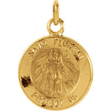 14K Yellow 12mm Round St. Florian Medal