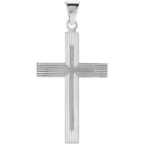 14K White 18x12mm Cross Pendant with Design