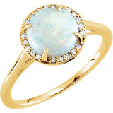 14K Yellow Opal & .05 CTW Diamond Ring