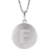 Sterling Silver .005 CTW Diamond Letter "C" Initial Disc 18" Necklace