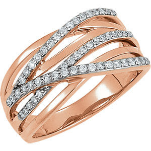 14K Rose Rhodium Plated 1-3 CTW Diamond Ring