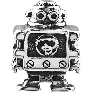 Sterling Silver 13.35x10.4mm Robot Bead