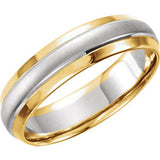 14K Yellow & White 6mm Step-Edge Band Size 10