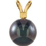 14K Yellow 6mm Black Akoya Pearl Pendant