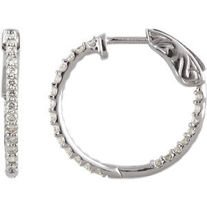 Sterling Silver Cubic Zirconia Inside-Outside Hoop Earrings