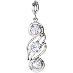 14K White 1/2 CTW Diamond 3-Stone Pendant