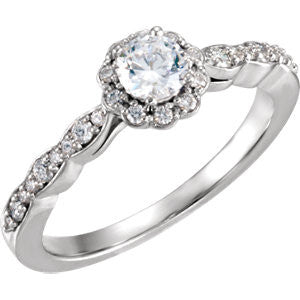 14K White 1-2 CTW Diamond Halo-style Engagement Ring