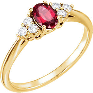 14K White Chatham® Created Ruby & 1/6 CTW Diamond Ring