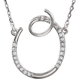 14K White Letter "K" 1-6 CTW Diamond Initial 17" Necklace