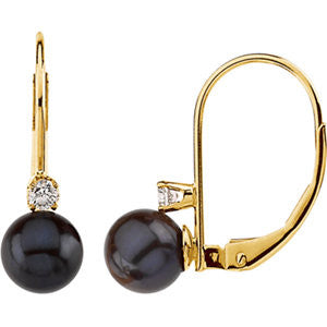 Akoya Cultured Pearl & Diamond Lever Back Earring