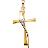 14K Yellow .010 CTW Diamond Cross Pendant