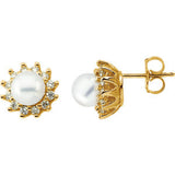 14K Yellow Pearl & 1-3 CTW Diamond Earrings