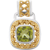 Sterling Silver & 14K Yellow Peridot & 1-8 CTW Diamond Pendant