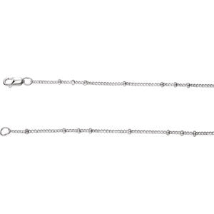 Sterling Silver 1.3mm Beaded Curb 18" Chain