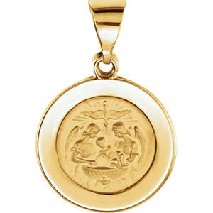 14K Yellow 14.75mm Round Hollow Baptismal Medal