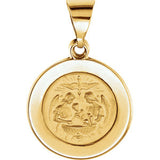 14K Yellow 14.75mm Round Hollow Baptismal Medal