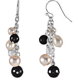 Sterling Silver Genuine Crystal & Freshwater Cultured Pearl Earrings