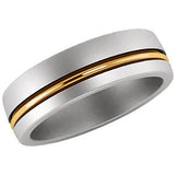 14K White & Rose 6mm Grooved Band Size 8.5