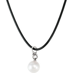 Sterling Silver & 14K White South Sea Cultured Pearl Patina Finish Necklace