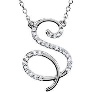 Sterling Silver Letter "U" 1-8 CTW Diamond Initial 16" Necklace