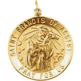 Sterling Silver 22mm Round St. Francis of Assisi Medal