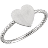 Continuum Sterling Silver Heart Engravable Rope Ring