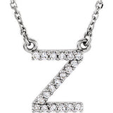 14K White Letter "A" 1-8 CTW Diamond 16" Necklace