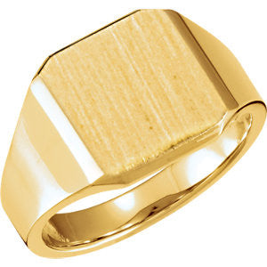 14K Yellow 14mm Men's Solid Signet Ring