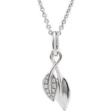 14K White .06 CTW Diamond 18" Leaf Necklace