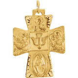 14K Yellow 28x23.5mm Four-Way Cross Medal