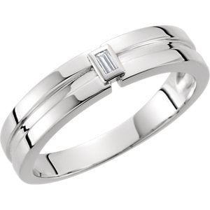 14K White 4.85mm .05 CTW Diamond Men's Band