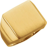 10K Yellow 12mm Men's Solid Signet Ring with Brush Finish