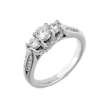 14K White 1 CTW Diamond 3 Stone Accented Engagement Ring