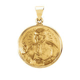 14K White 20.75mm Round Pope John Paul II Hollow Medal