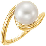 14K White 8mm Freshwater Cultured Pearl Ring