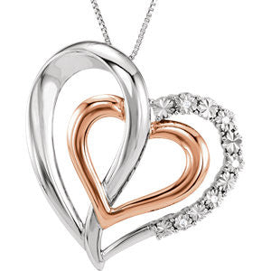 14K Rose Gold-Plated Sterling Silver .03 CTW Diamond Heart 18" Necklace