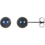 14K Yellow 7mm Black Akoya Cultured Pearl Earrings