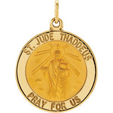 14K Yellow 14.5mm Round St. Jude Thaddeus Medal