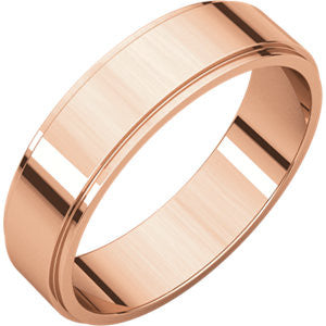 14K Rose 5mm Flat Edge Band