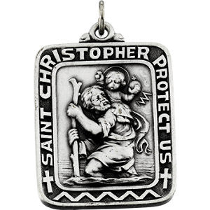 Sterling Silver 31.5x25.75 St. Christopher Medal