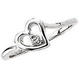 14K White .06 CTW Diamond Heart Ring