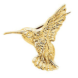 14K Yellow 19x21mm Hummingbird Brooch