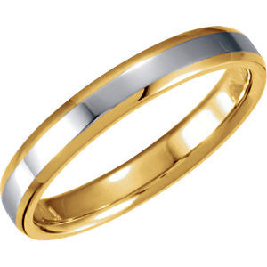 18K Yellow & Platinum 4mm Comfort-Fit Beveled Edge Band Size 12