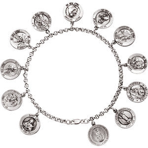 Sterling Silver Saints 7.5" Bracelet