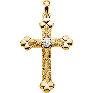 14K Yellow 1-10 CTW Diamond Cross Pendant