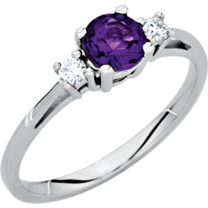 Amethyst & Diamond Accented Ring