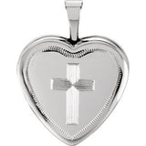 Sterling Silver 16x15.75mm Cross Heart Locket