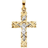 14K Yellow & White 41.5x28.5mm Crucifix Pendant