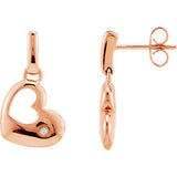 .015 CTW Diamond Heart Dangle Earrings